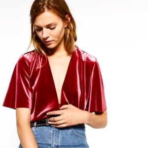 Zara velvet plunge bodysuit